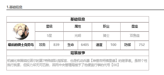 第七史诗最后的骑士克劳乌怎么样 第七史诗最后的骑士克劳乌角色介绍图1